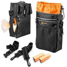 lanktoo Dog Treat Pouch Bag with Poop Bag Holder, Waterproof Puppy Training Walking Bag W/Shoulder Strap, Waist Belt and Clip, Easily Carrying Dog