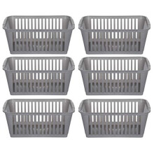 25 cm Silver Plastic Handy Basket Storage Basket - Pack of 6