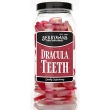 Original Dracula Vampire Teeth Fangs Jelly Gummy Retro Sweets Gift Jar By Berrymans Sweet Shop - Classic Sweets, Traditional Taste.