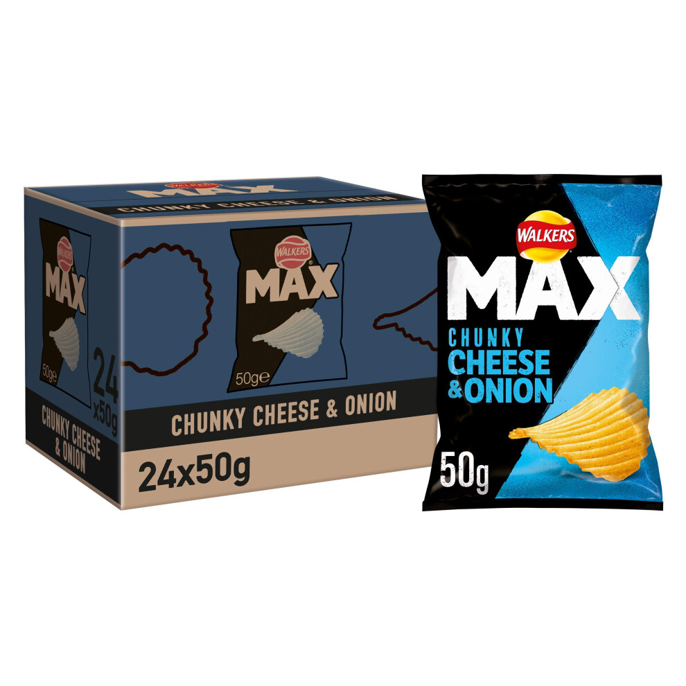 Walkers Max Cheese & Onion Crisps, 50 g, Pack of 24