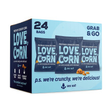 LOVE CORN Sea Salt Crunchy Corn Snack 20g x 24 Bags ? Healthy Snacks Ideal for Gluten Free & Vegan Diets ? Low Sugar Alternative for Crisps, Mixed