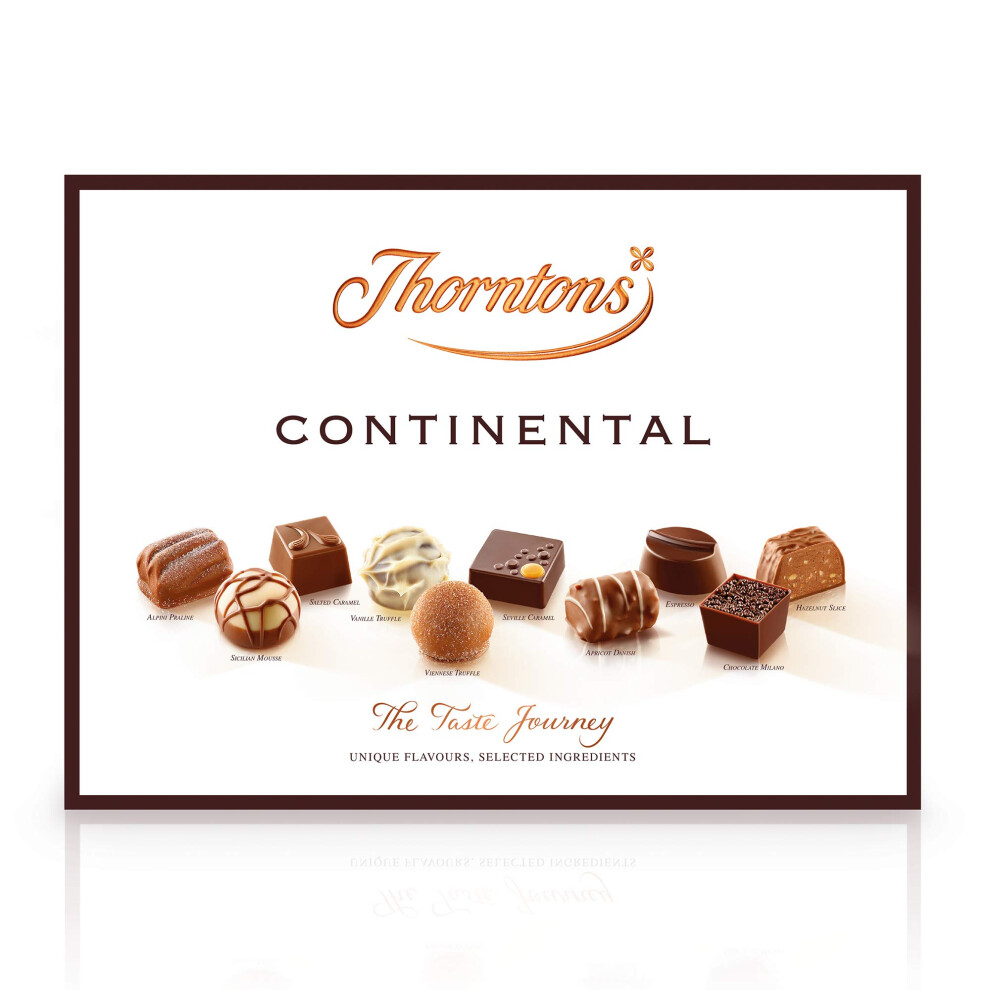 Thorntons Continental Collection, Chocolate Hamper Gift Box, Inspired by European Flavours, Assorted Milk, White and Dark Chocolates, 284g