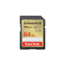 Cartão SDXC - SanDisk - Extreme PLUS - 64 GB - Classe UHS 3 - Resistência a choques, à prova d'água