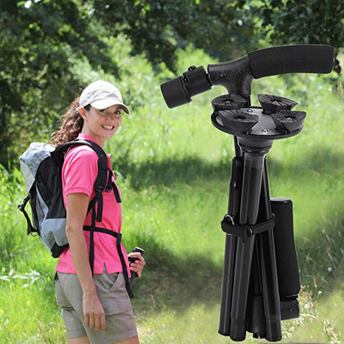 Double handle foldable and extendable cane gift for elderly parents 1