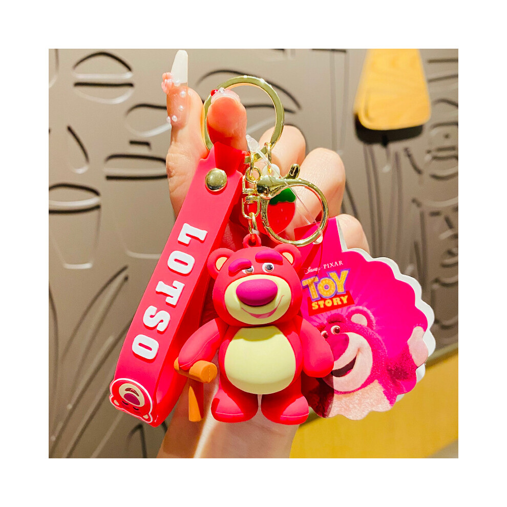 (Lotso Classic) Fashionable Strawberry Bear Keychain Ideal For Birthdays And Special Occasions