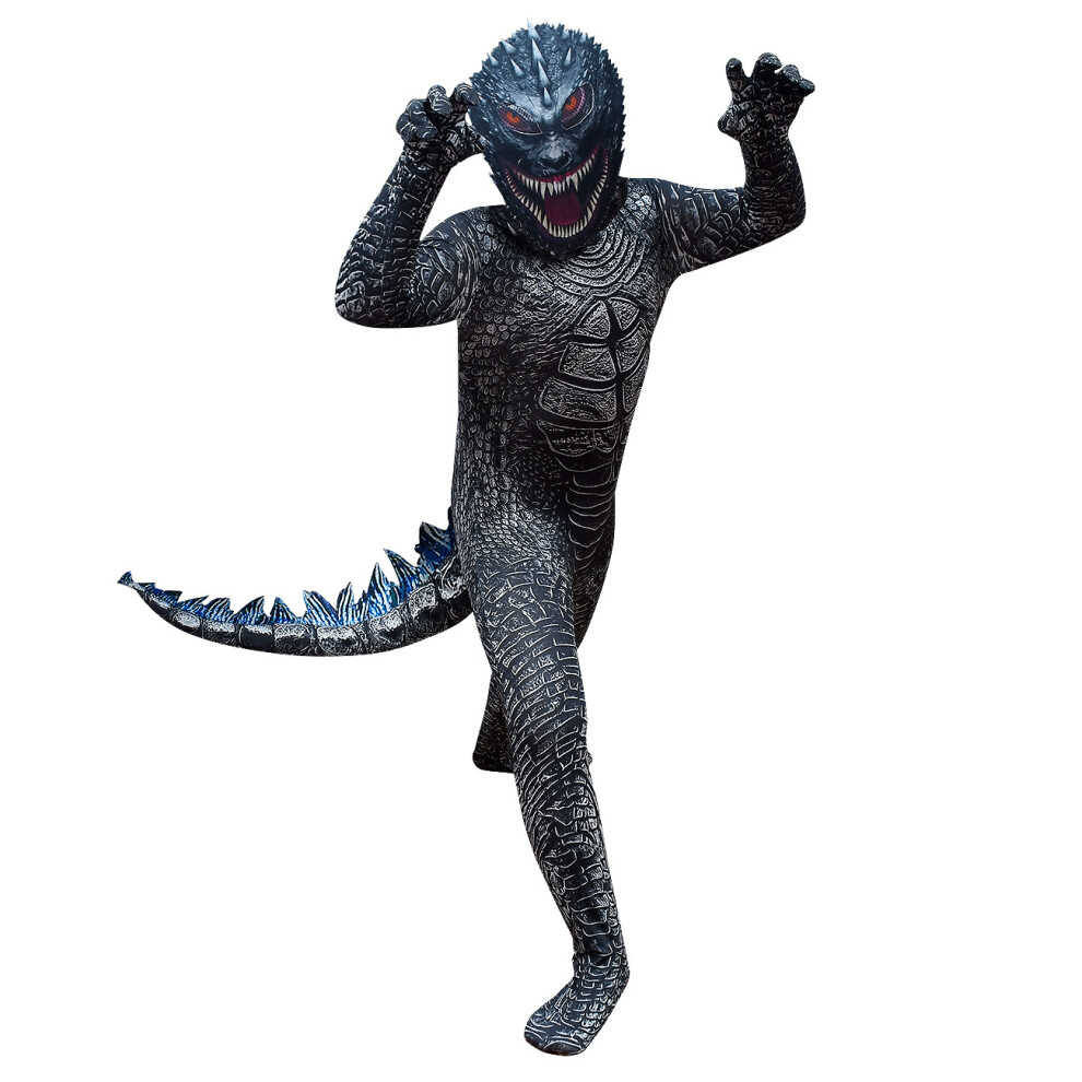 (Black, 120cm/47.24in) Cosplay Godzilla Costume Boys Jumpsuit Popular Figure Hallowmas Party Gifts