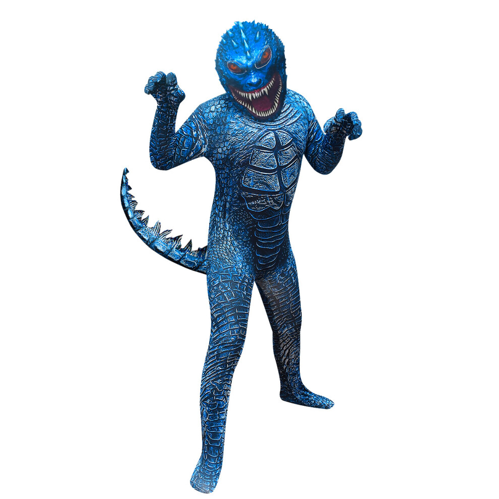 Dinamr (, 110Cm/43.31In) Cosplay Godzilla Costume Boys Jumpsuit Popular Figure Hallowmas Party Gifts Blue