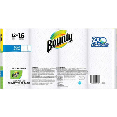 Bounty Select-A-Size Paper Towels, White 105 sheets/roll, 12 rolls