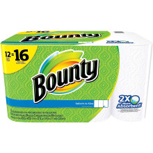Bounty Select-A-Size Paper Towels, White 105 sheets/roll, 12 rolls