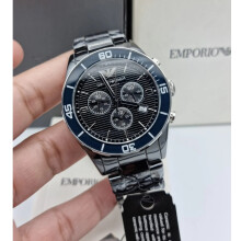 Armani Men's Watch AR1421 Black Ceramic Bracelet Black Dial Black Case