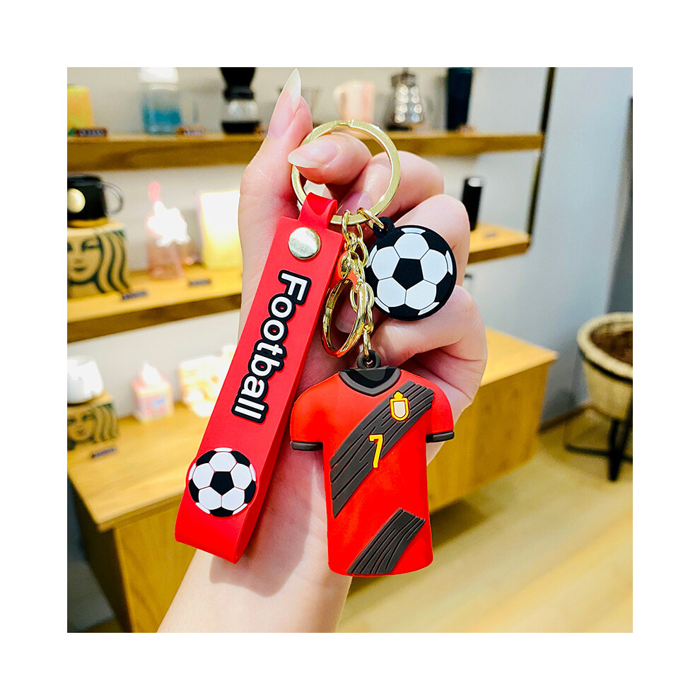 Dinamr (De Bruyne7) Fashionable Football Jersey Keychain Adorable Cartoon Style Perfect For Gifts