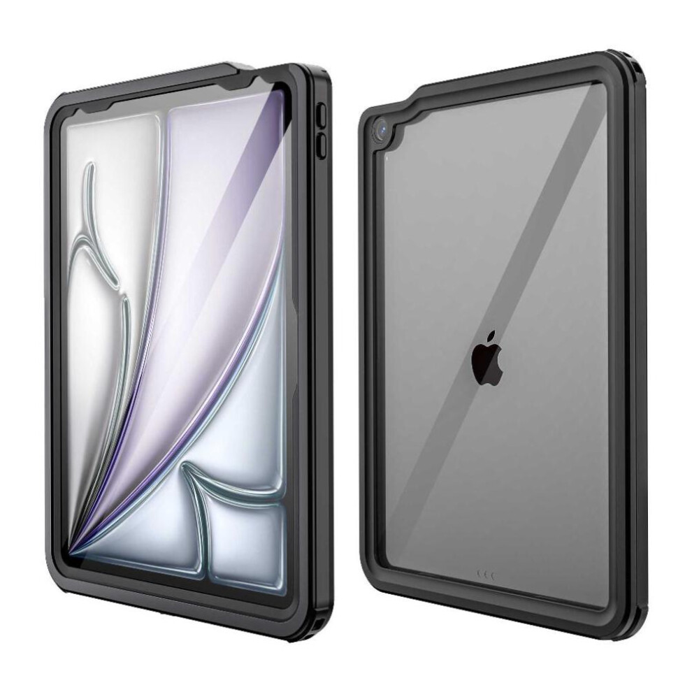 (Black) Waterproof Case For Ipad Air 6Th 11 Inch 2024 M2 /5Th 2022/4Th Generation 2020 10.9 Ip68 Clear With Paste Stand Lanyard Screen Protection 360 Black 764762764999