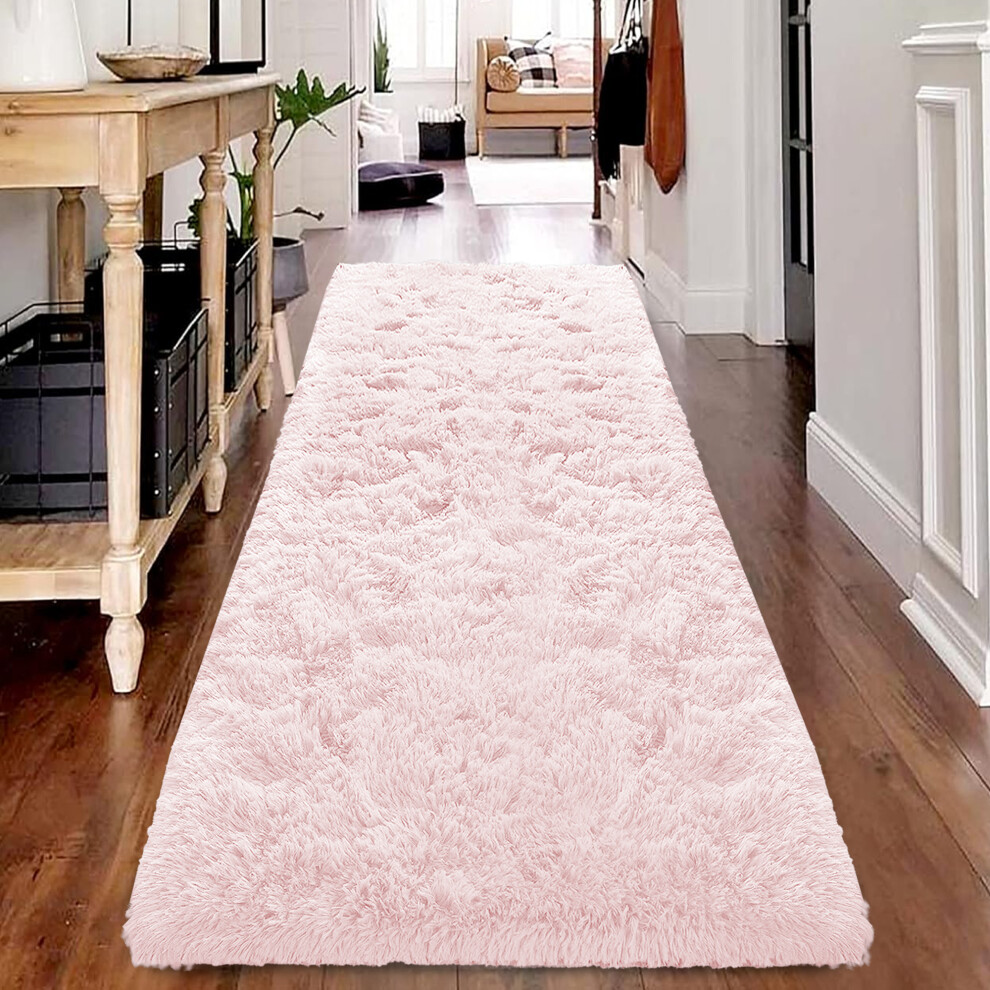 (Pink, 80 x 300 cm) Non-Slip Runner Rugs Bedroom Living Room Door Mats