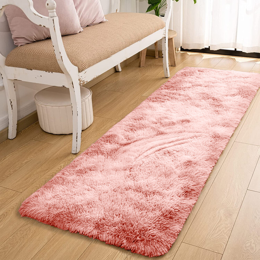 (Pink, 60 x 220 cm) Non-Slip Runner Rugs Bedroom Living Room Door Mats