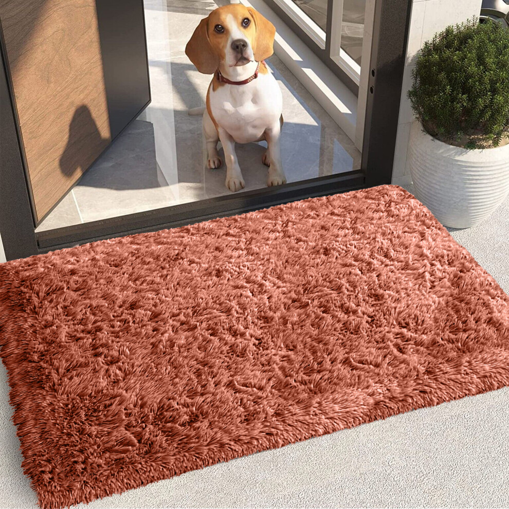 (Rust/Orange, 50 x 80 cm) Non-Slip Runner Rugs Bedroom Living Room Door Mats