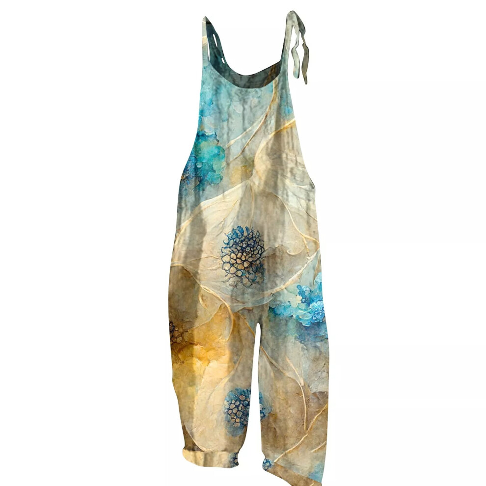 (Khaki, S) Women Cotton Linen Dungarees Jumpsuit Ladies Casual Overalls Playsuit Rompers 20-image-OPC-PF22RFZ-NEW