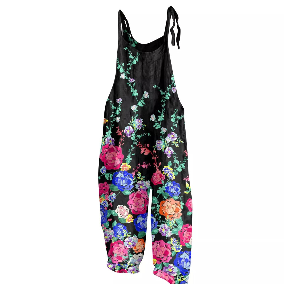 (Navy, XL) Women Cotton Linen Dungarees Jumpsuit Ladies Casual Overalls Playsuit Rompers 20-image-OPC-PF22RGD-NEW