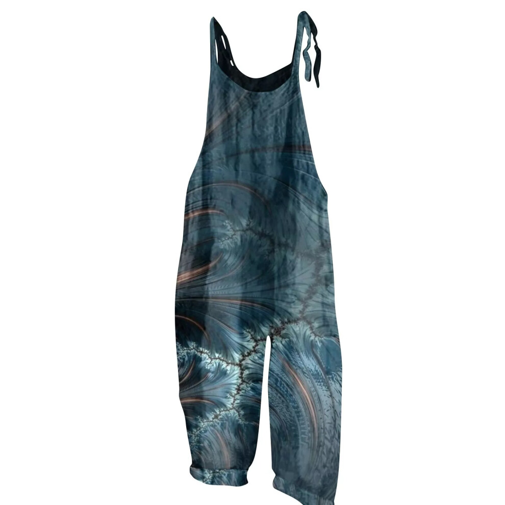 (Royal Blue, XL) Women Cotton Linen Dungarees Jumpsuit Ladies Casual Overalls Playsuit Rompers 20-image-OPC-PF22RGY-NEW