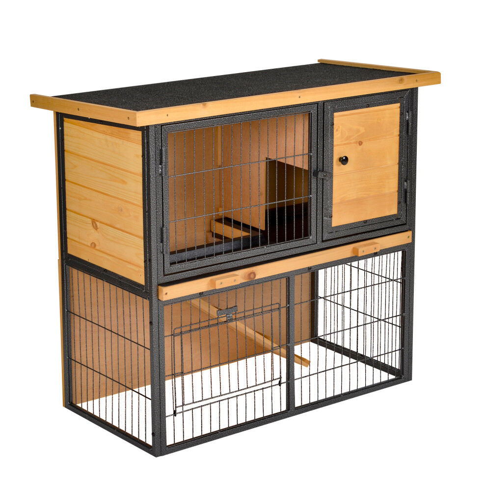 Wood-metal Rabbit Hutch Elevated Pet House Guinea Pig House Outdoor