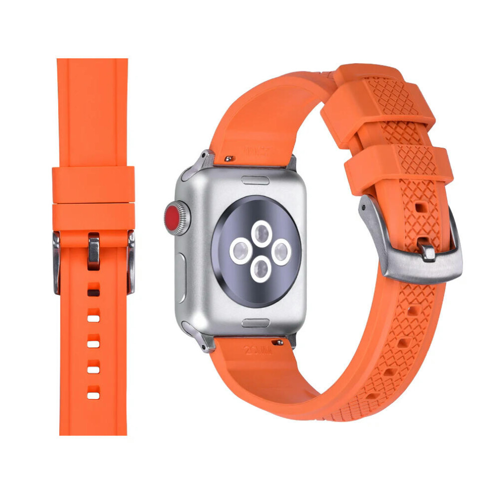 (Orange, 42mm 44mm 45mm) High Quality FPM/FKM Rubber Strap For Apple Watch 8 Band 44mm 40mm 41mm 45mm 42mm 38mm Smartwatch iWatch Series 2 3 4 5 6 SE