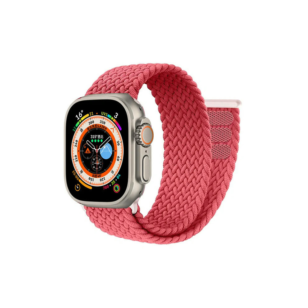 (Pink Punch, 42mm 44mm 45mm 49mm) Braided solo loop Strap For Apple Watch band 44mm 40mm 45mm 41mm 49mm 38 42mm Bracelet correa iWatch series 3 SE 6 7