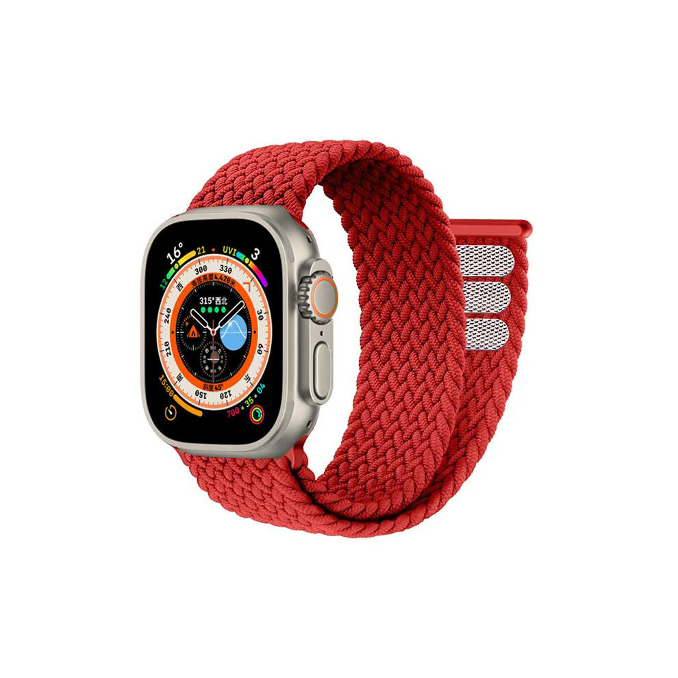 (Red, 42mm 44mm 45mm 49mm) Braided solo loop Strap For Apple Watch band 44mm 40mm 45mm 41mm 49mm 38 42mm Bracelet correa iWatch series 3 SE 6 7 8 ultr