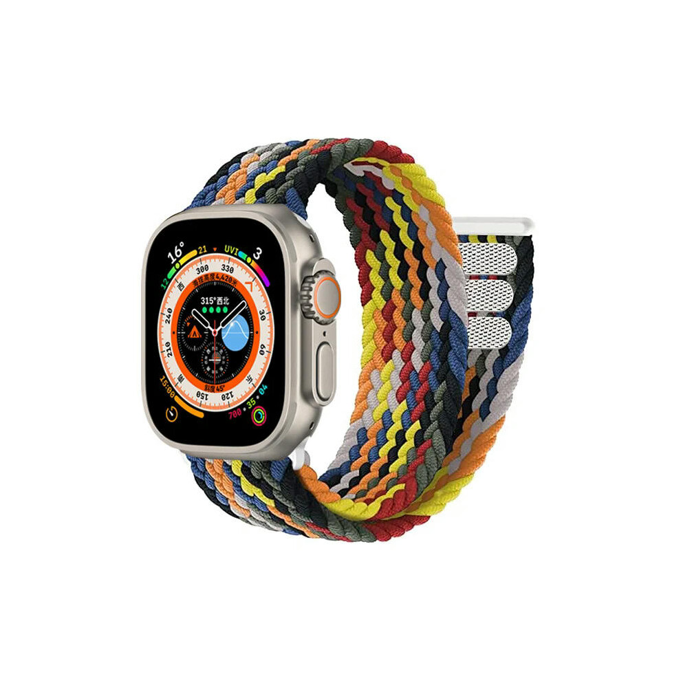 (rainbow black, 42mm 44mm 45mm 49mm) Braided solo loop Strap For Apple Watch band 44mm 40mm 45mm 41mm 49mm 38 42mm Bracelet correa iWatch series 3 SE