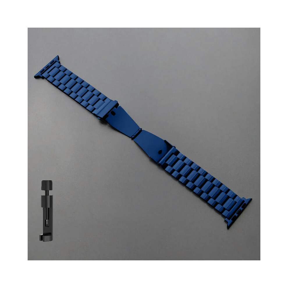 (Blue-Tool, 42mm 44mm 45mm 49mm) Stainless Steel Strap for Apple Watch Ultra 2 Band 49mm 40mm 44mm 42mm 41mm 45mm Bracelet IWatch Series 9 8 7 SE 6 5