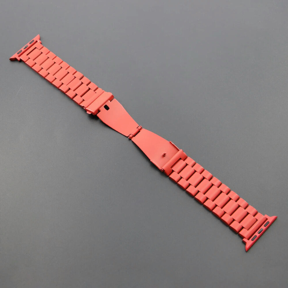 (Red, 42mm 44mm 45mm 49mm) Stainless Steel Strap for Apple Watch Ultra 2 Band 49mm 40mm 44mm 42mm 41mm 45mm Bracelet IWatch Series 9 8 7 SE 6 5 4 Watc