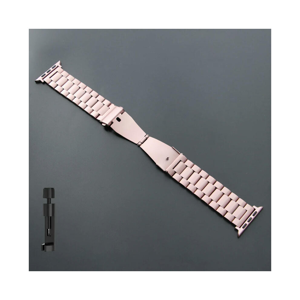 (Rose Pink-Tool, 38mm 40mm 41mm) Stainless Steel Strap for Apple Watch Ultra 2 Band 49mm 40mm 44mm 42mm 41mm 45mm Bracelet IWatch Series 9 8 7 SE 6 5