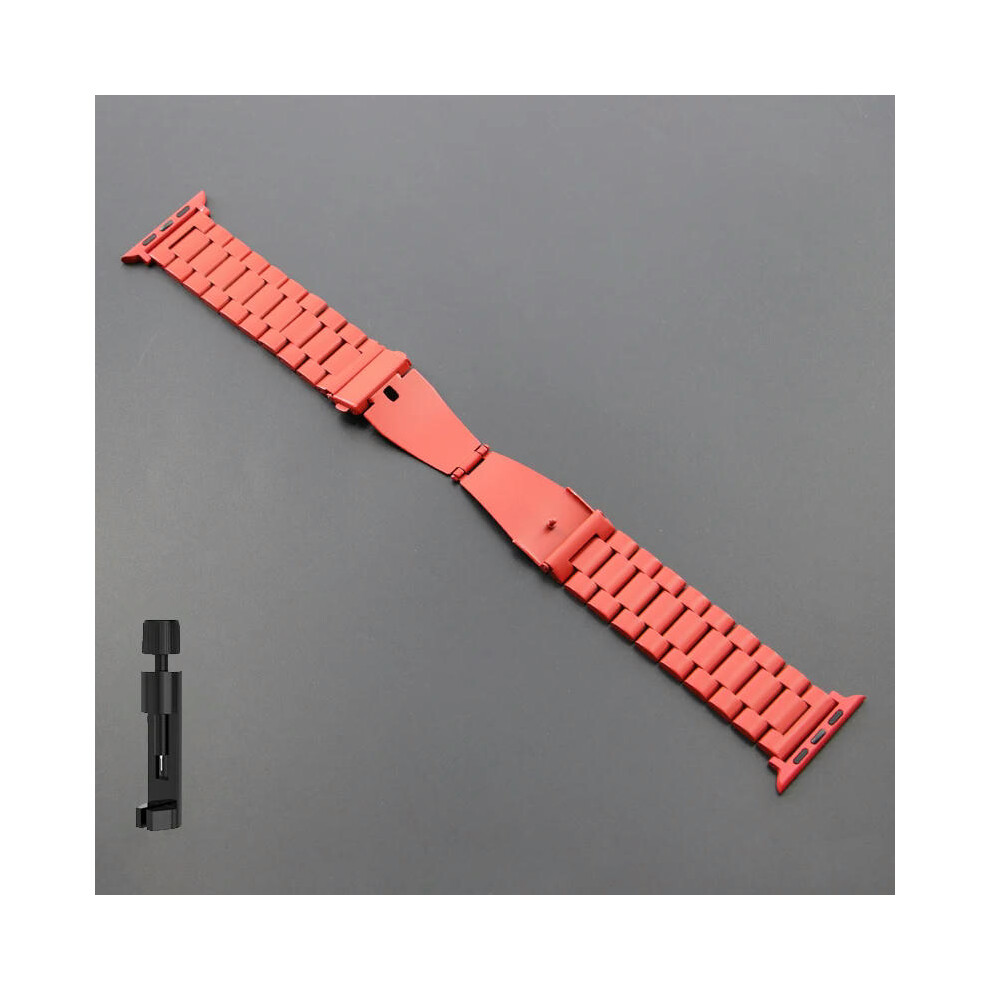 (Red-TOOL, 38mm 40mm 41mm) Stainless Steel Strap for Apple Watch Ultra 2 Band 49mm 40mm 44mm 42mm 41mm 45mm Bracelet IWatch Series 9 8 7 SE 6 5 4 Watc