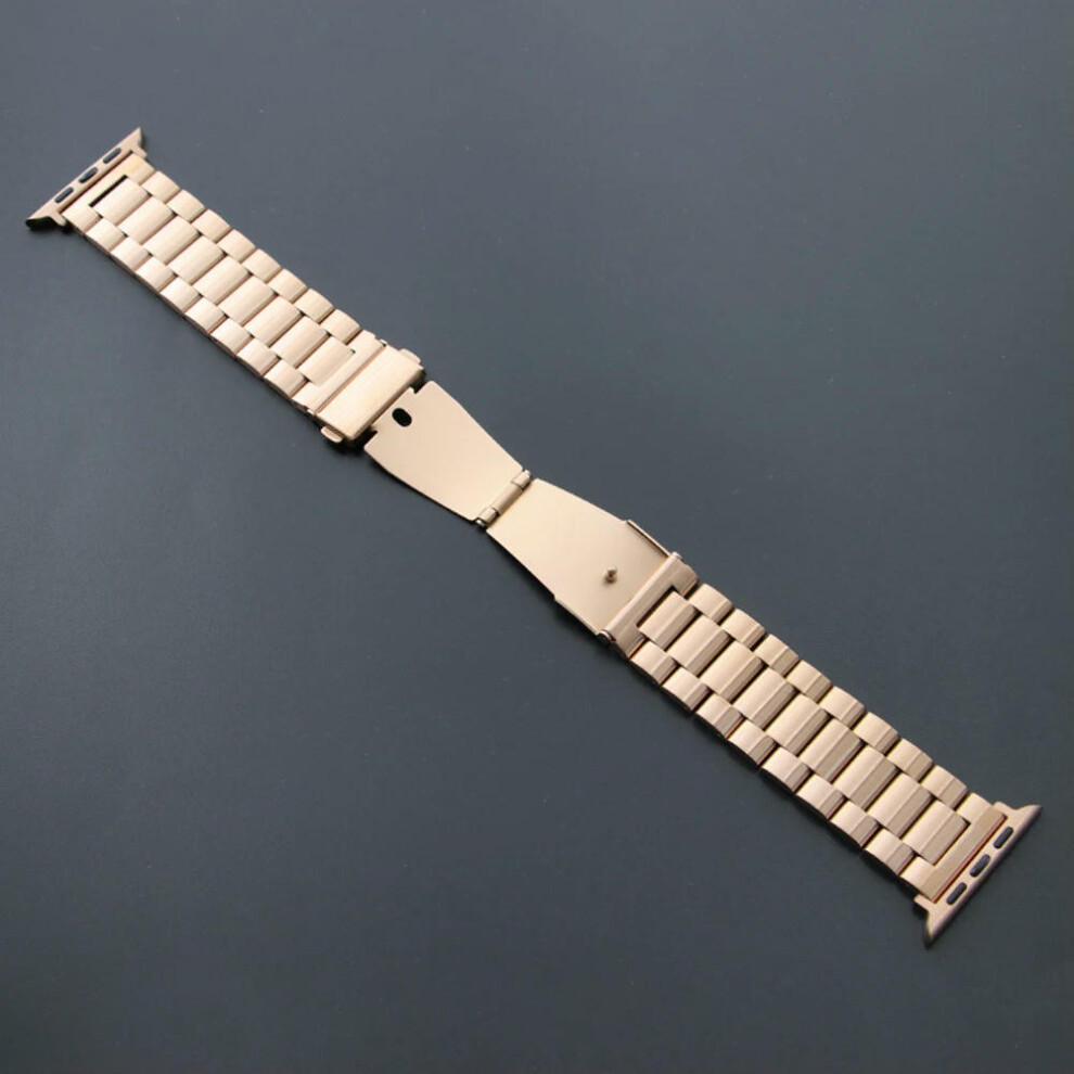 (Rose Gold, 42mm 44mm 45mm 49mm) Stainless Steel Strap for Apple Watch Ultra 2 Band 49mm 40mm 44mm 42mm 41mm 45mm Bracelet IWatch Series 9 8 7 SE 6 5