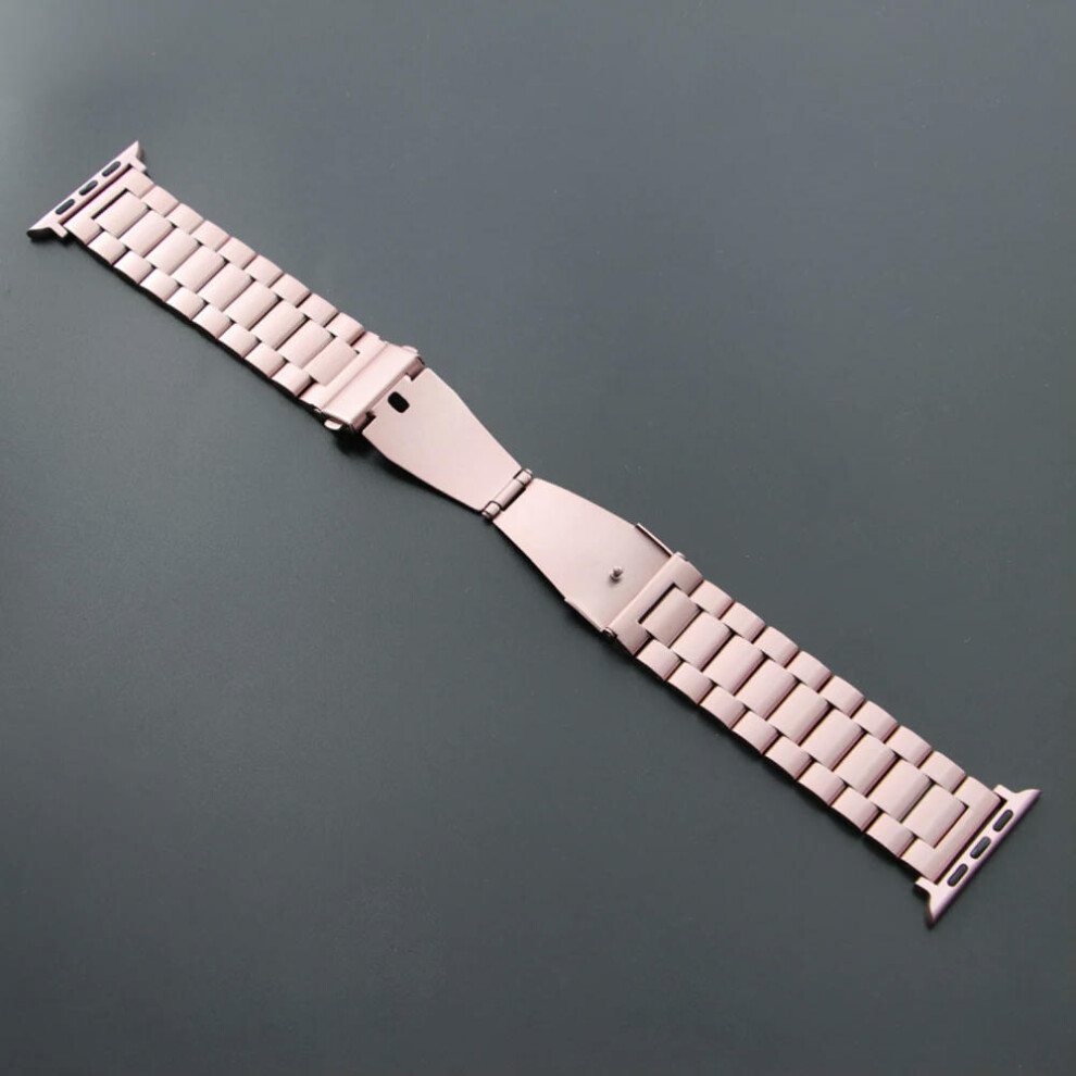 (Rose Pink, 42mm 44mm 45mm 49mm) Stainless Steel Strap for Apple Watch Ultra 2 Band 49mm 40mm 44mm 42mm 41mm 45mm Bracelet IWatch Series 9 8 7 SE 6 5