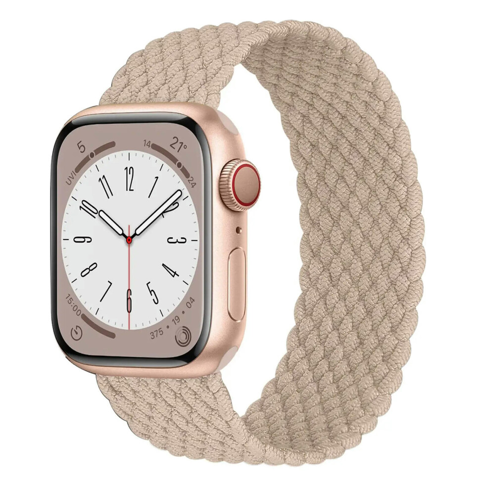 (Nude pink, 38mm 40mm 41mm) Strap For Apple Watch Band 44mm 40mm 45mm 41mm 42mm 38mm 49mm braided solo loop Bracelet iWatch Series 9 8 7 se 6 5 4 3 Ul