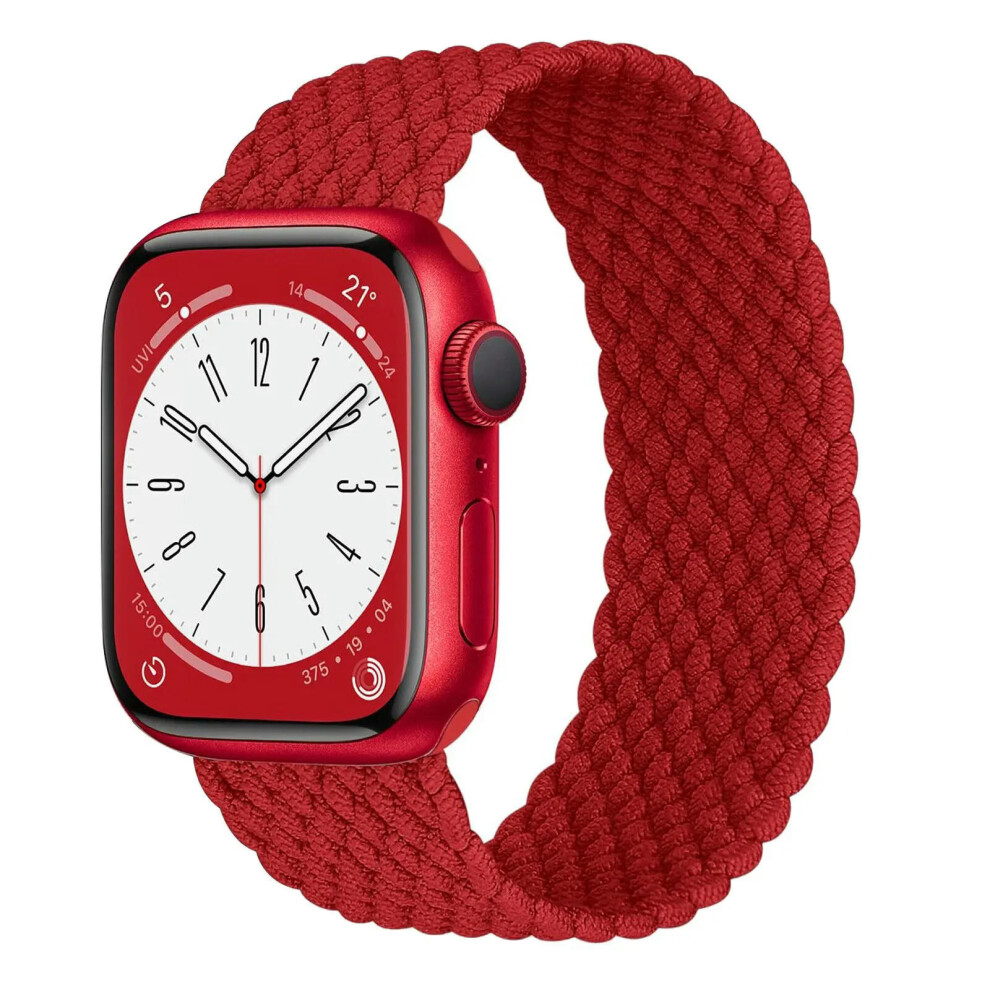 (Red, 38mm 40mm 41mm) Strap For Apple Watch Band 44mm 40mm 45mm 41mm 42mm 38mm 49mm braided solo loop Bracelet iWatch Series 9 8 7 se 6 5 4 3 Ultra 2