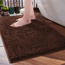 (40cm x 60cm, Brown/Coffee) Chenille Bath Mat Non-Slip Dog Doormats Bathroom Shower Rug