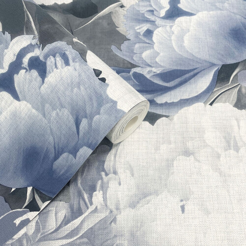 Muriva (Blue) Doretta Floral Textured Vinyl Wallpaper Muriva 1