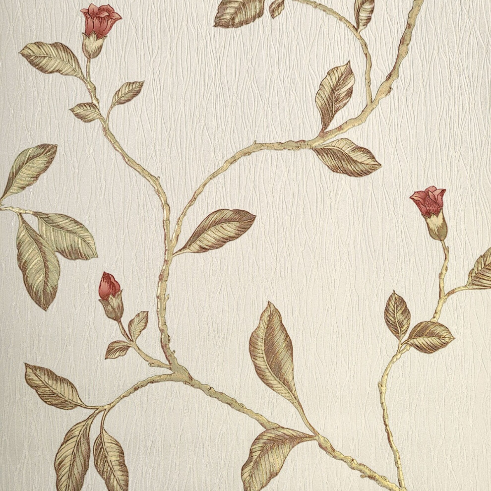 (Red/Cotton) Lia Floral Trail Heavyweight Vinyl Wallpaper Holden Opus 5022976351738