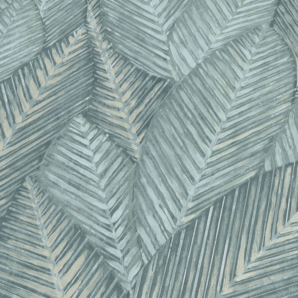 (Sage) Martinique Leaf Textured Vinyl Wallpaper Erismann 4002790238546