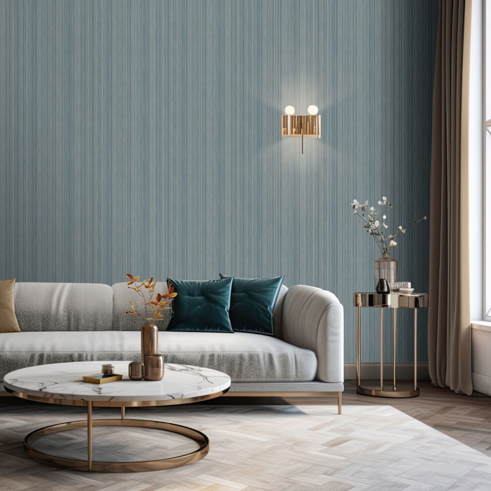Muriva Venezia Stripe Texture Wallpaper M66501 Blue