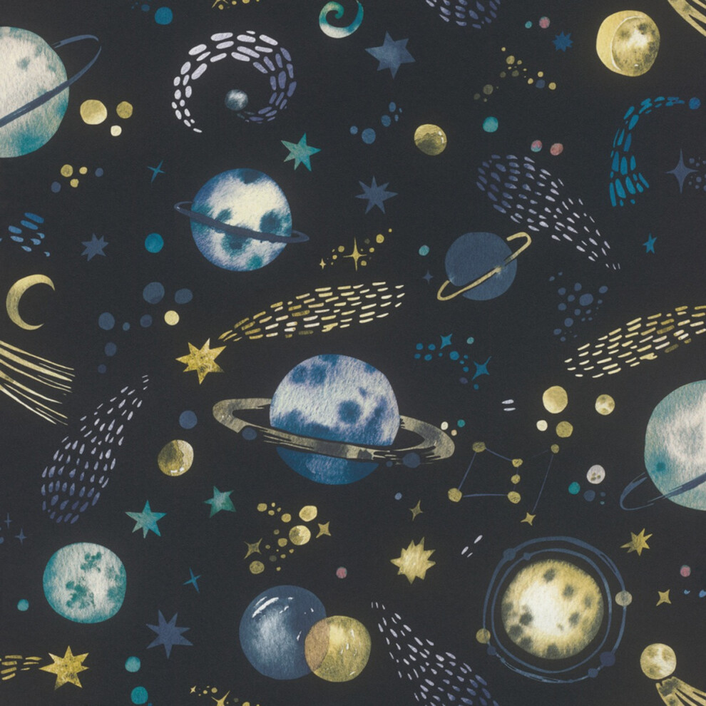 Kids' World Celestial Skies Wallpaper Navy Rasch 300956 4000441300956