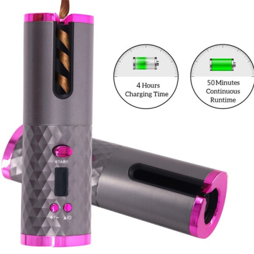 Curling Iron Cordless Automatic Hair Curler USB Rechargeable Curls Waves LCD Display 2