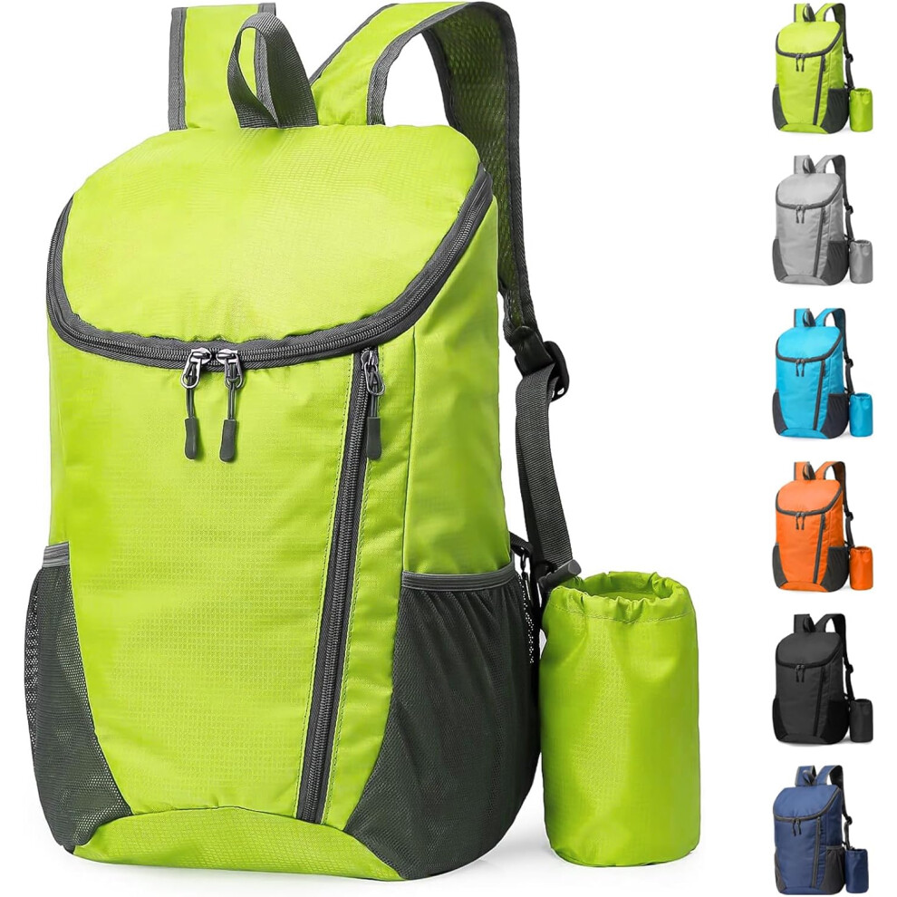 (Green) Lightweight Foldable Backpack, Small Hiking Rucksack, Waterproof Packable Back  Durable Rucksack for Outdoor Sport Travelling Hiking Camping B