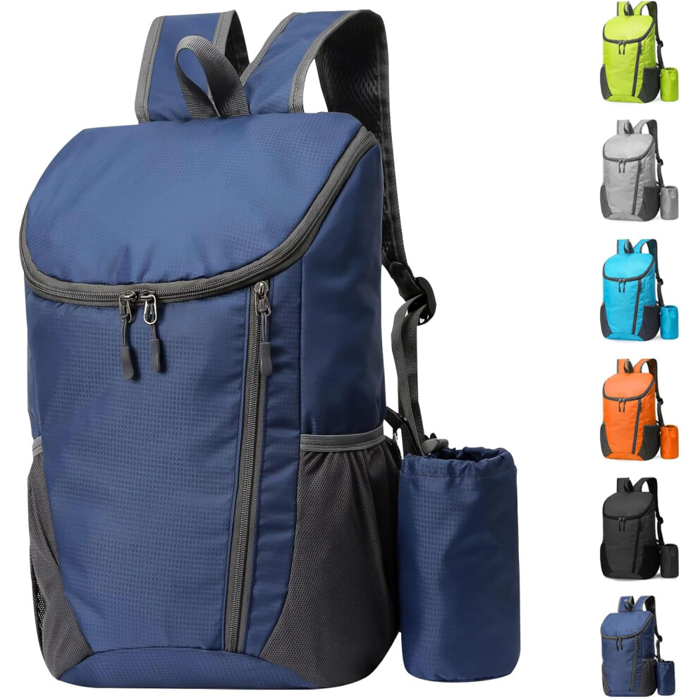 (Dark Blue) Lightweight Foldable Backpack, Small Hiking Rucksack, Waterproof Packable Back  Durable Rucksack for Outdoor Sport Travelling Hiking Campi