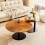 Round Coffee Table Glass End Side Table Set of 2 Accent Table 1