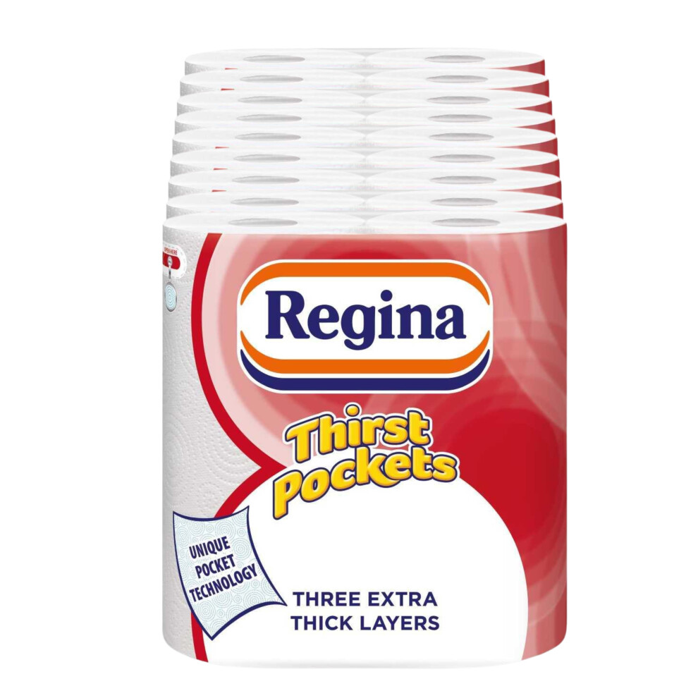 Regina Thirst Pockets Mini 3 Ply Kitchen Towel Rolls - 20 Pack