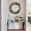 (Brown) Crushed Diamond Mirrored Wall Mirror Clock 5