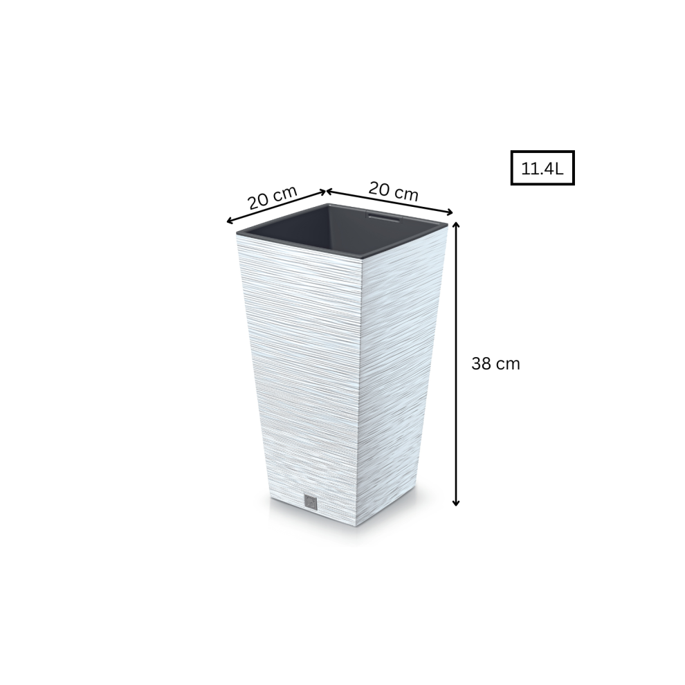 (Square Tall, 11.4 L) Modern Planter Pot Outdoor Garden Many Sizes White