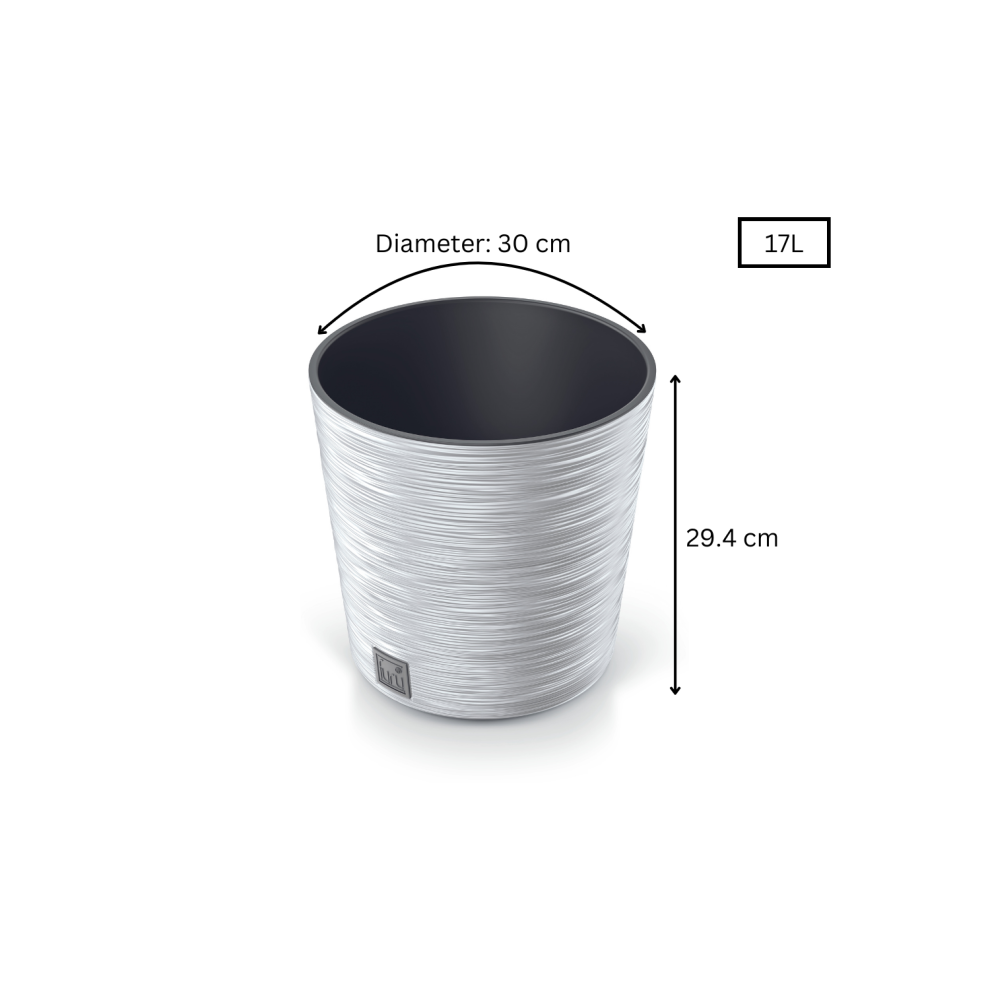 (Round Low, 17 L) Modern Planter Pot Outdoor Garden Many Sizes White-image-OPC-PF258YV-NEW