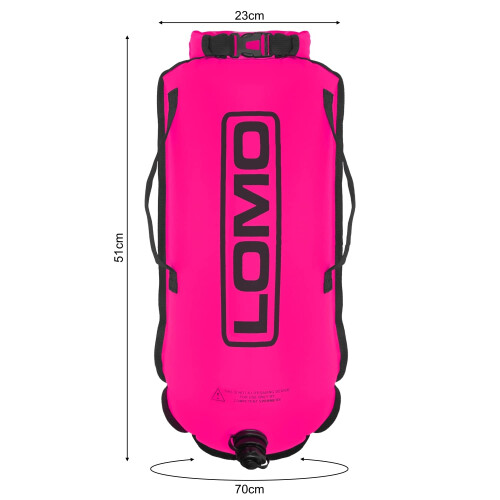 Lomo Roll Top Dry Bag Swimming Tow Float - Pink 1